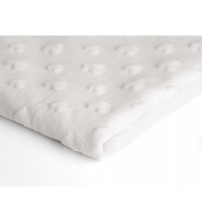 Látka minky srdička, 320 g/m², šíře 160 cm, metráž, bílá