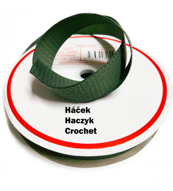 Pásek na suchý zip Háček, barva khaki 40 mm balení 25 m