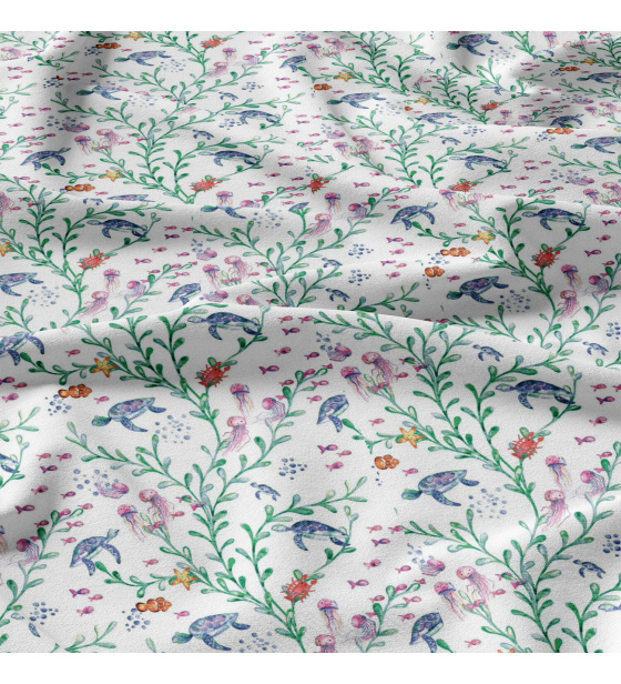 Dětská bavlněná látka metráž Vodní svět na Bílém