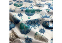 Christmas cotton fabric, by the meter, width 160 cm, Christmas Toys Grey and Blue on White