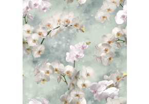 Velurové potahové látky s potiskem, Bílé orchideje