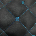 Ekokůže MIX 3x3 cm barva černo tyrkysová prošívaná, metráž, 145 cm