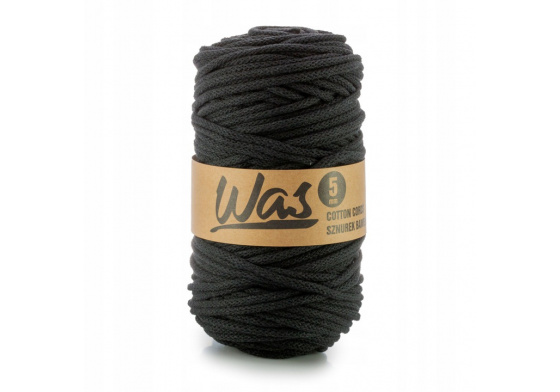 Bavlněná šňůra 5mm, 100m, černá 370