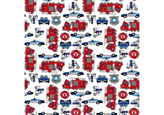 Dětská bavlněná látka metráž Policie na Bílém