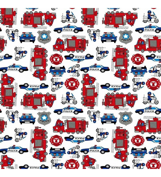 Dětská bavlněná látka metráž Policie na Bílém