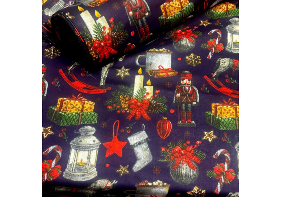 Vánoční bavlněná látka, metráž, šíře 160 cm, Vánoční Stráž-34