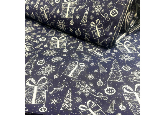 Vánoční bavlněná látka, metráž, šíře 160 cm, Vánoční vzor na Granátovém