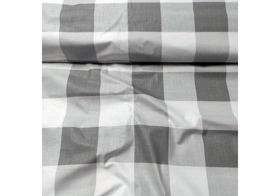 Dětské bavlněné látky, metráž. Kostka 8 cm, Šedá