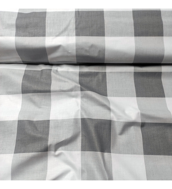 Dětské bavlněné látky, metráž. Kostka 8 cm, Šedá