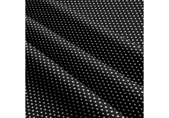 Dětské bavlněné látky, metráž. Puntík 3 mm, Bílý na Černém