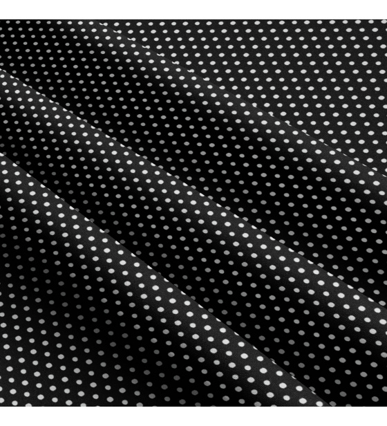 Dětské bavlněné látky, metráž. Puntík 3 mm, bílý na Černém
