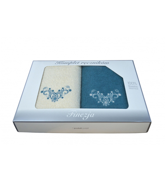 Sada ručníků Froté 2 ks, barva  Tyrkysová a Ecru