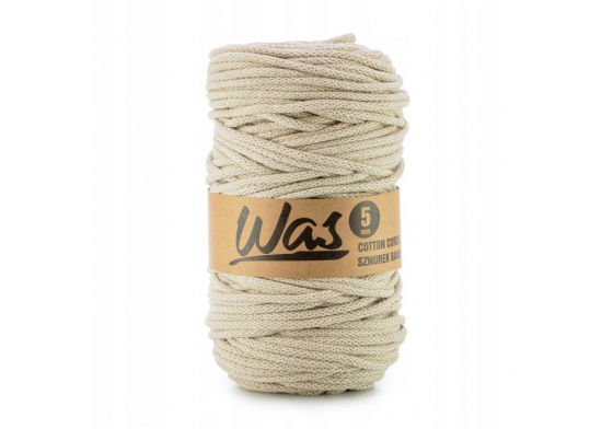 Bavlněná šňůra 5mm, 100m, světle béžová 320