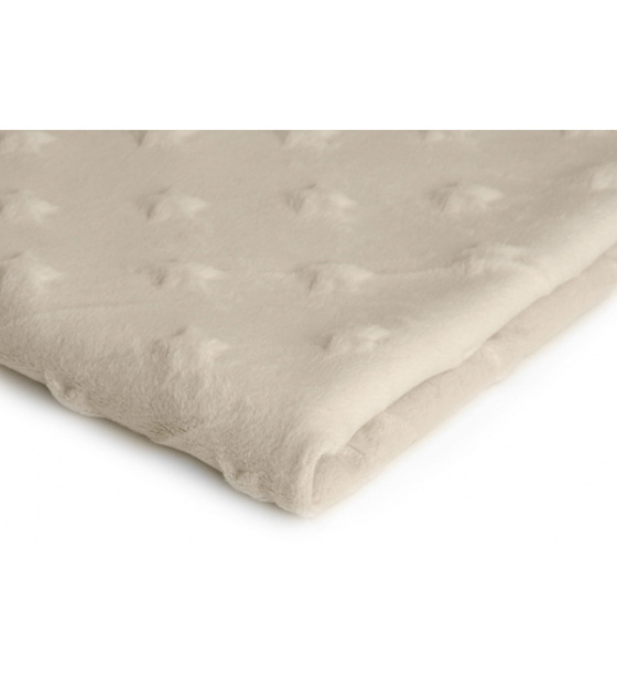 Látky mikroplyš hvězdy MINKY  barva ecru 02