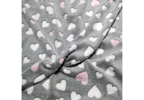 Minky Beránek Srdíčka Růžové a Bílé na Šedém