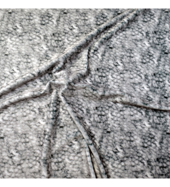 Látka minky vzorované, 380 g/m², šíře 160 cm, metráž, Kočka Šedá