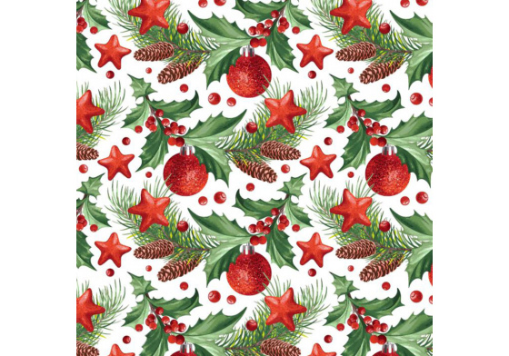 Vánoční látka, metráž 160 cm, vzor 2 na bílém