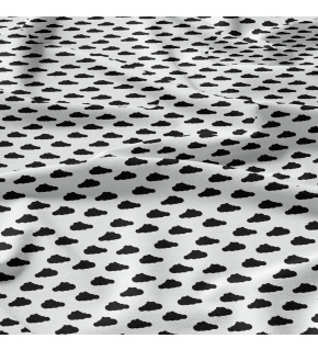 Bavlněná látka 100% bavlna, 125 g/m², šíře 160 cm, mrak černý na bílém