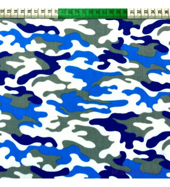 Bavlněná látka vzor moro modré