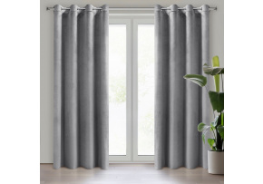 Dekorační velurový závěs s průchodkami ŠEDÁ 140x250 cm