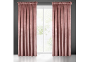 Dekorační velurový závěs s řasící páskou RÚŽOVÝ 140x270 cm