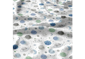 Bavlněné látky, metráž. Svět planet, Modrý na Bílém