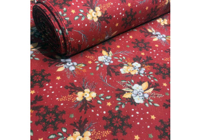 Vánoční bavlněná látka, metráž, šíře 160 cm, Vánoční motiv na Červeném