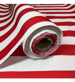 Venkovní látka Pergola (Oxford), 200 g/m², šíře 160 cm, bílo-červené proužky 5 cm