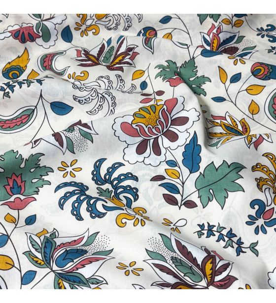 Bavlněná látka Kytičky na bílém, metráž 160 cm