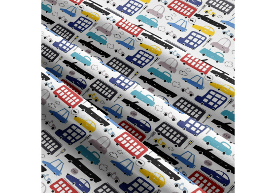 Dětská bavlněná látka metráž Auta na Červeném