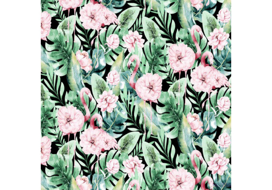 Dekorační dětská bavlněná látka vzor Zahrada zelená na černém