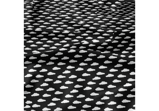 Bavlněná látka Mrak mini Bílý na Černém