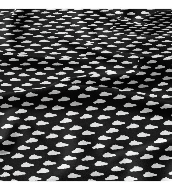 Bavlněná látka 100% bavlna, 125 g/m², šíře 160 cm, mrak bílý na černém