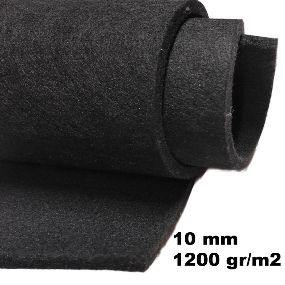 Technický filc 10 mm barva černá, šířka 160 cm 