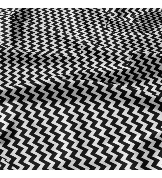 Dekorační dětské bavlněné látky, metráž. Cikcak černý