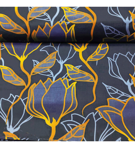 Bavlněná látka Kytíčky Hi-tech na granátovém