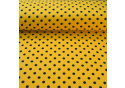 Dětské bavlněné látky, metráž. Puntík 10 mm, Černý na Žlutém