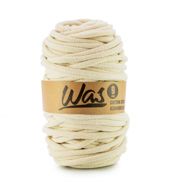 Bavlněná šňůra 9mm, 50m,  barva ecru 020