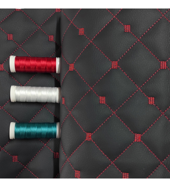 Ekokůže prošívaná MIX 3x3 cm barva Černo-Červená, metráž, 145 cm