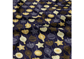 Vánoční bavlněná látka, metráž, šíře 160 cm, Vánoční ozdoby Žluté na Granátovém