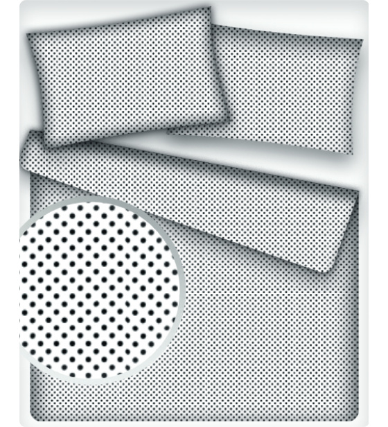 Dětské bavlněné látky vzor Puntík 4 mm černý bílý poklad, metráž