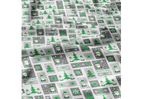 Vánoční bavlněná látka, metráž, šíře 160 cm, Vánoce Šedozelené na Bílém