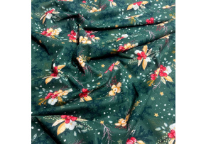 Vánoční bavlněná látka, metráž, šíře 160 cm, Vánoční vzor na Zeleném