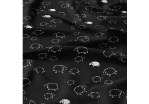 Bavlněné látky, metráž. Ovečky na Černém