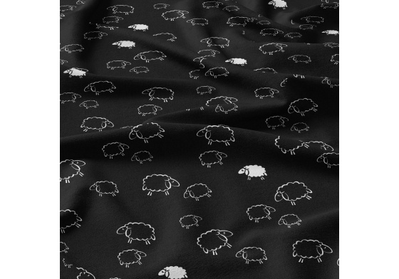 Bavlněné látky, metráž. Ovečky na Černém