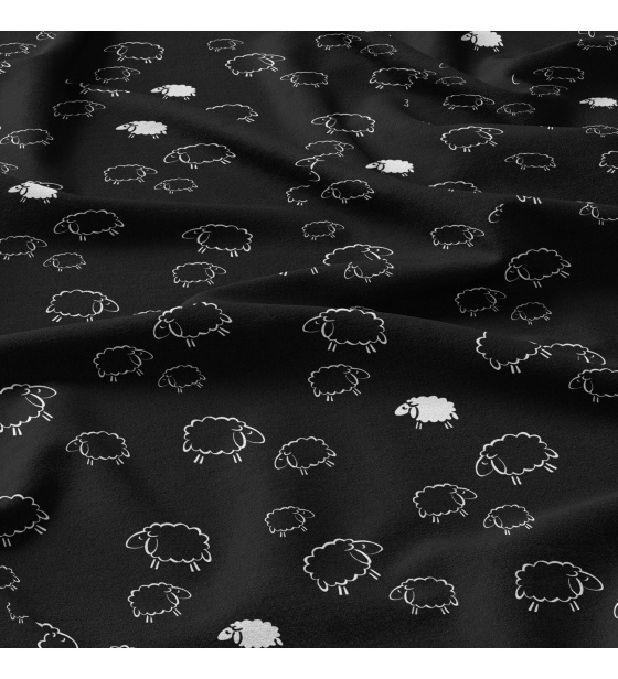 Bavlněné látky, metráž. Ovečky na Černém