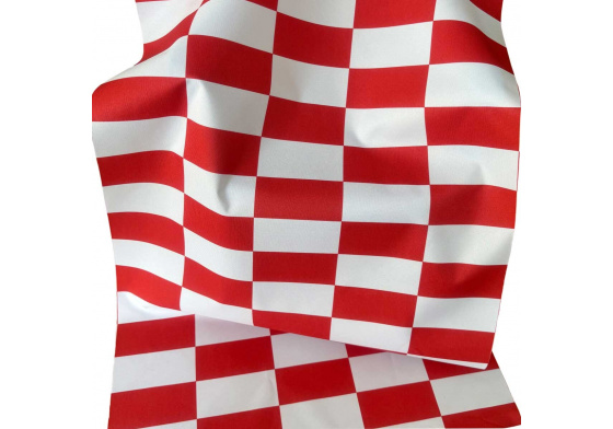 Venkovní látka na zahradní lehátka a houpací sítě, Bílo-Červená Šachovnice, 5x10 cm