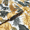 Tissu coton au métre imprimé Monstera Graphite sur blanche