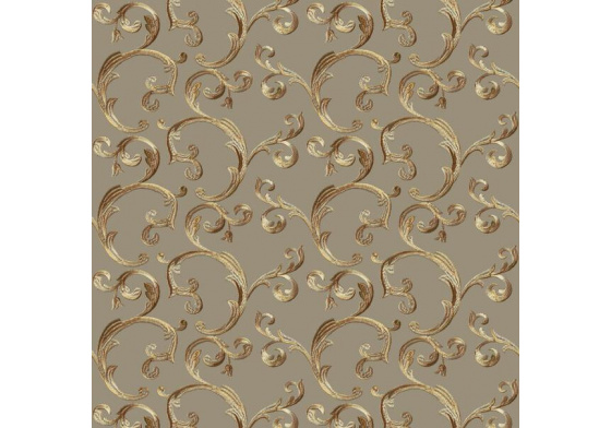 Velurové potahové látky s potiskem, Ornament Zlatý na Capuccinu