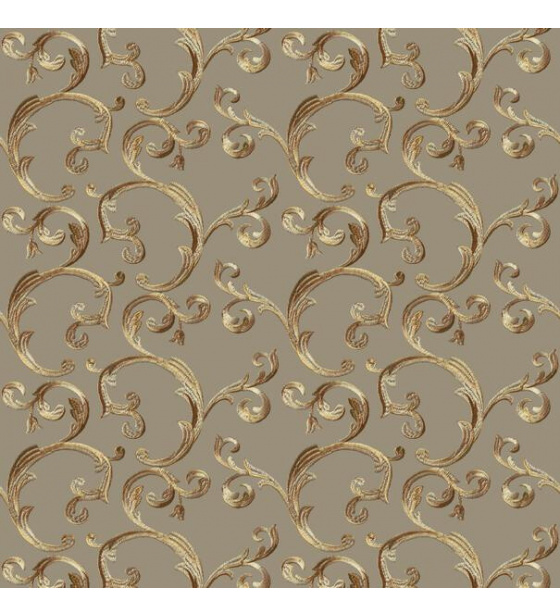 Velurové potahové látky s potiskem, Ornament Zlatý na Capuccinu